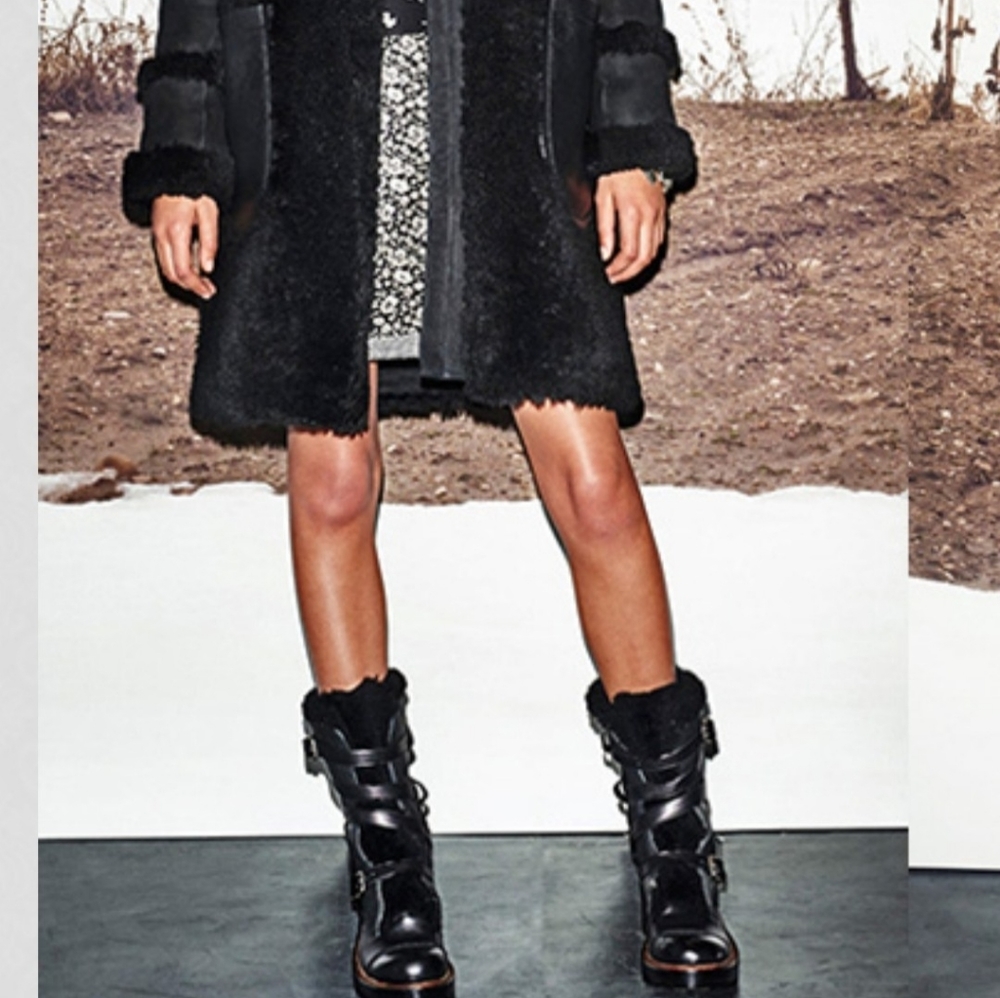 Coach leather moto boot
